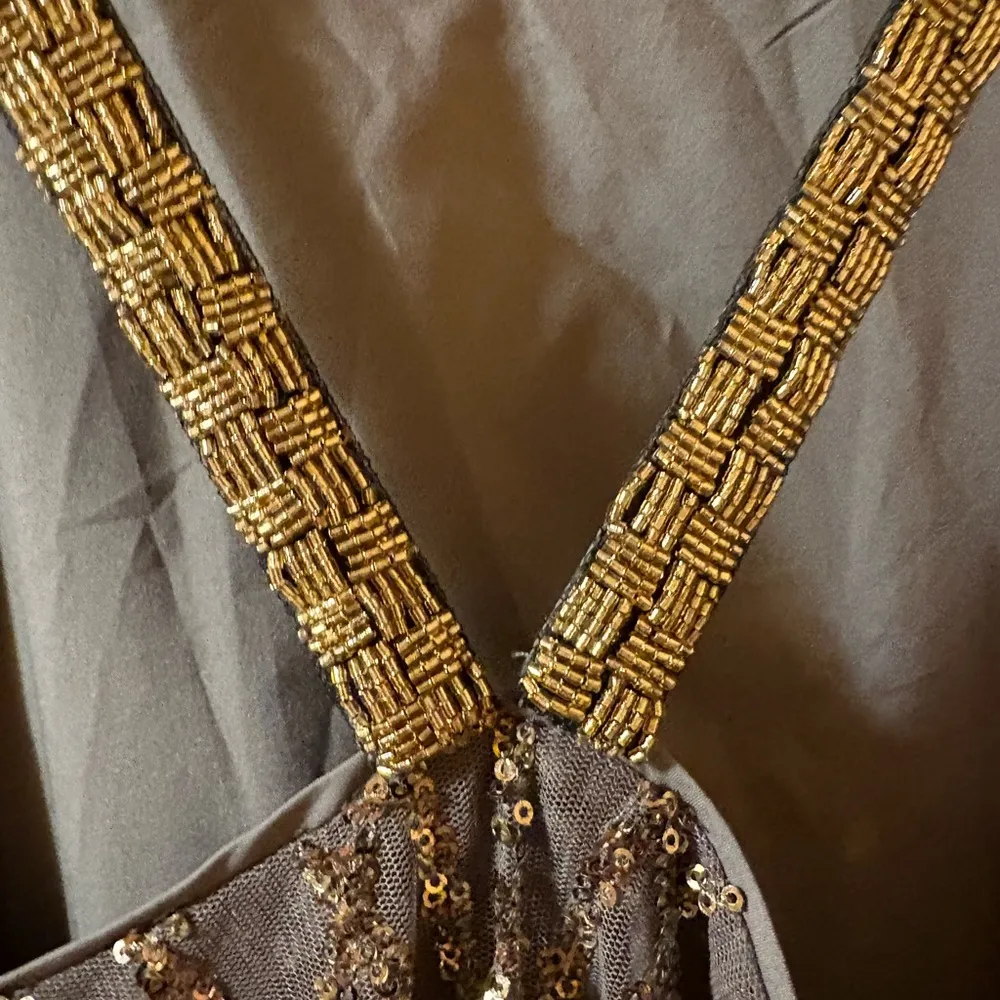 Goldy Sequin Beaded Mini Cocktail Dress in Gray - Image 7