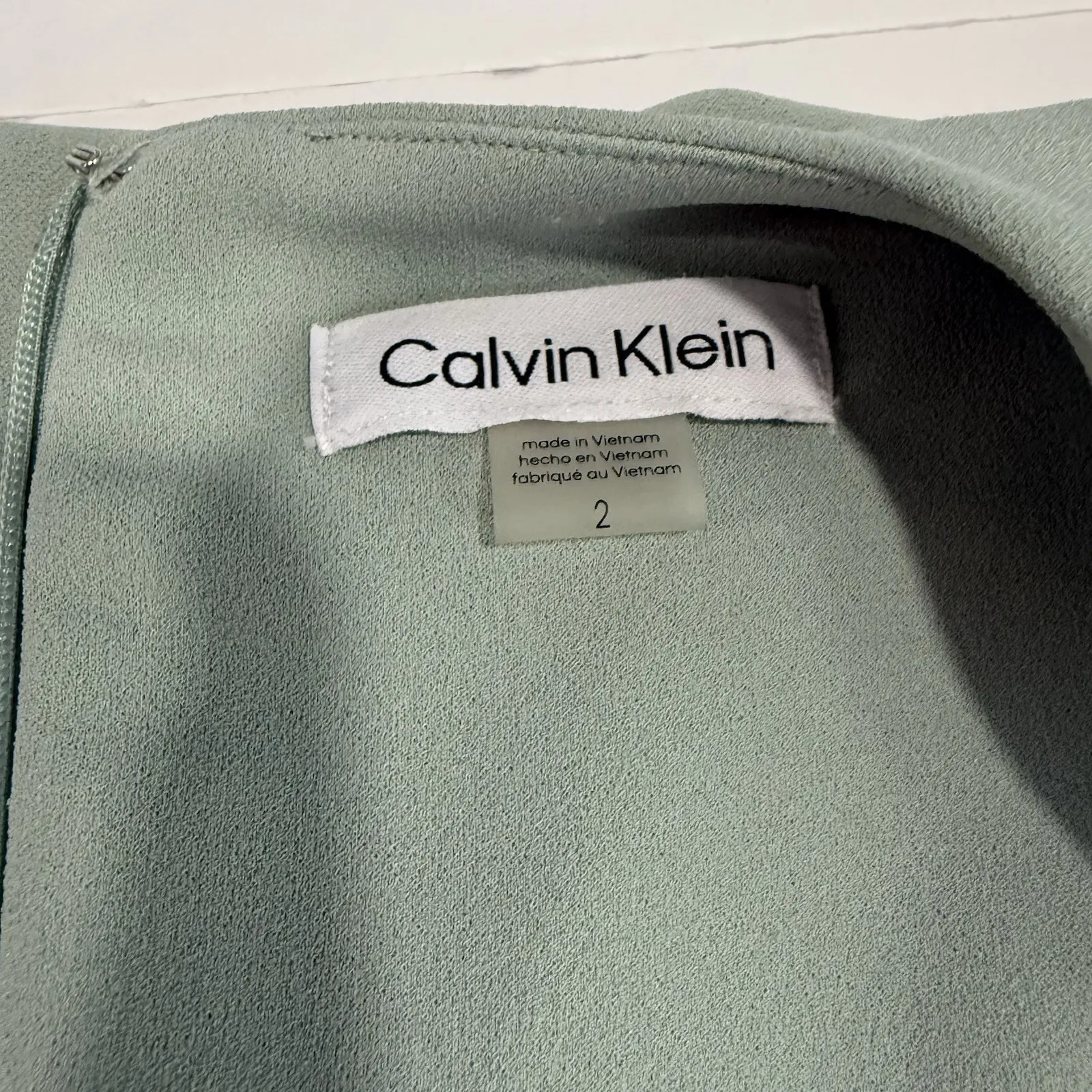 Calvin Klein Sage Green Twist Front Stretch Crepe Sheath Dress Size 2‎ - Image 8