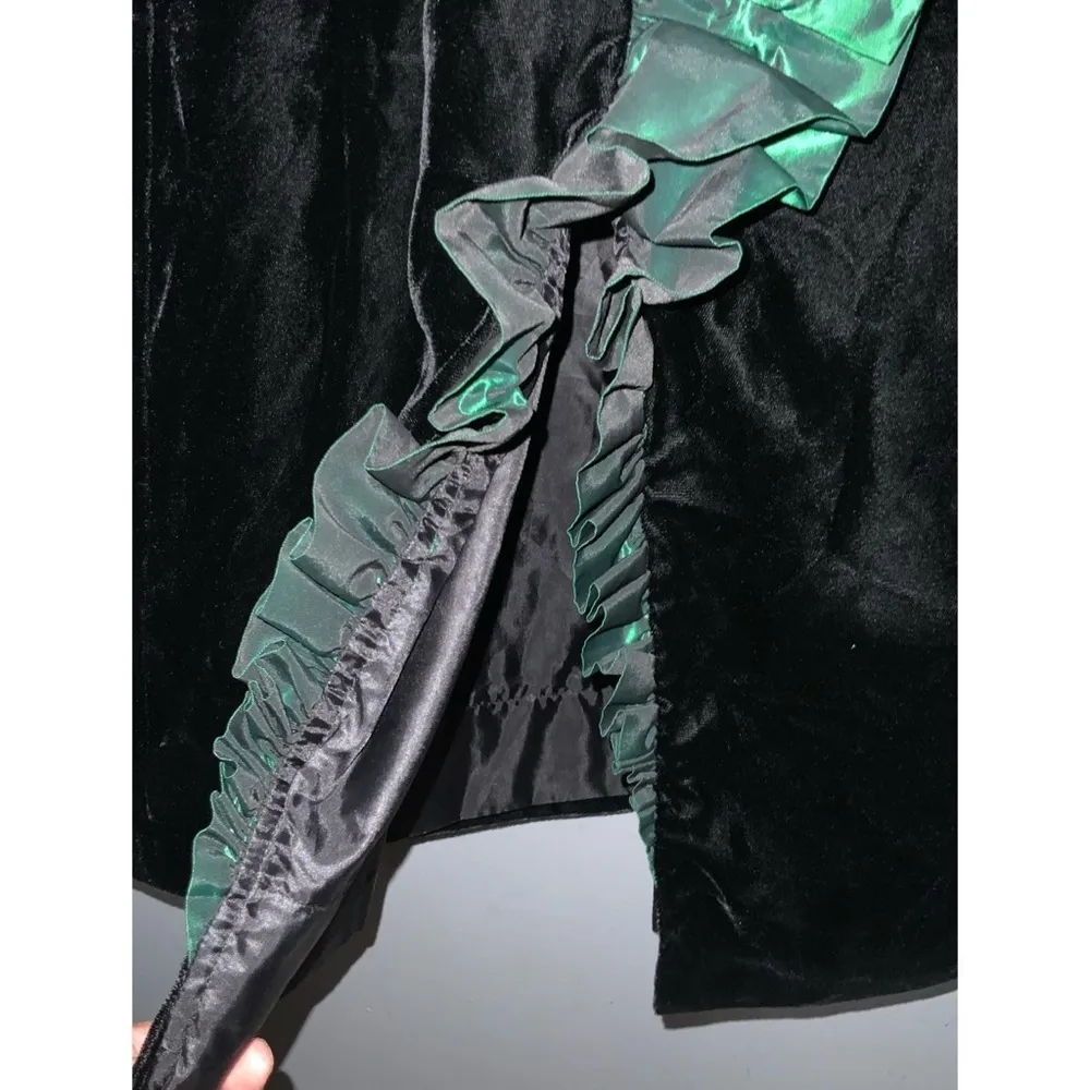 Black Velvet & Emerald Green Strapless Lined Corset Top Formal Prom Gown XXS - Image 4