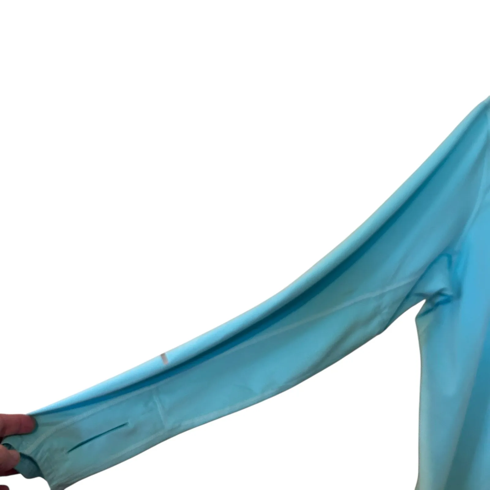 NIKE RUNNING TOP 1/2 Zip Collar Teal SZ LG Long Sleeve Finger Holes Athletic - Image 4