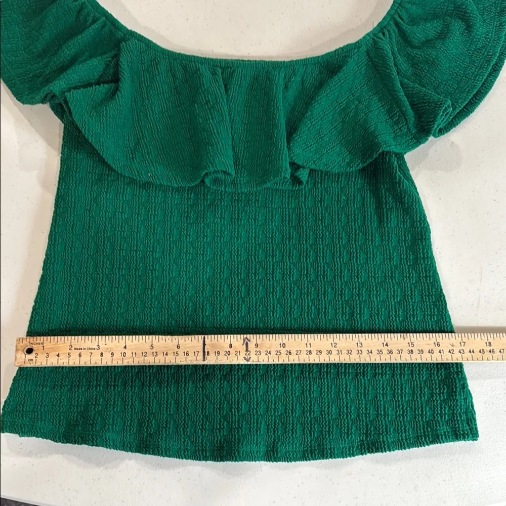 Anthropologie Emerald Ruffle Blouse - Image 5