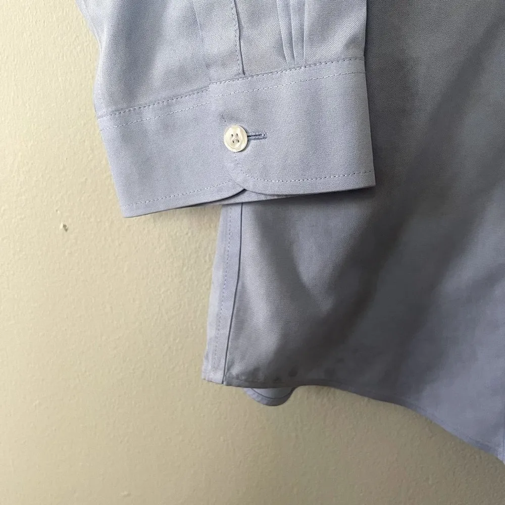 L.L.Bean blue light button down long sleeved cotton shirt wrinkle free formal - Image 4