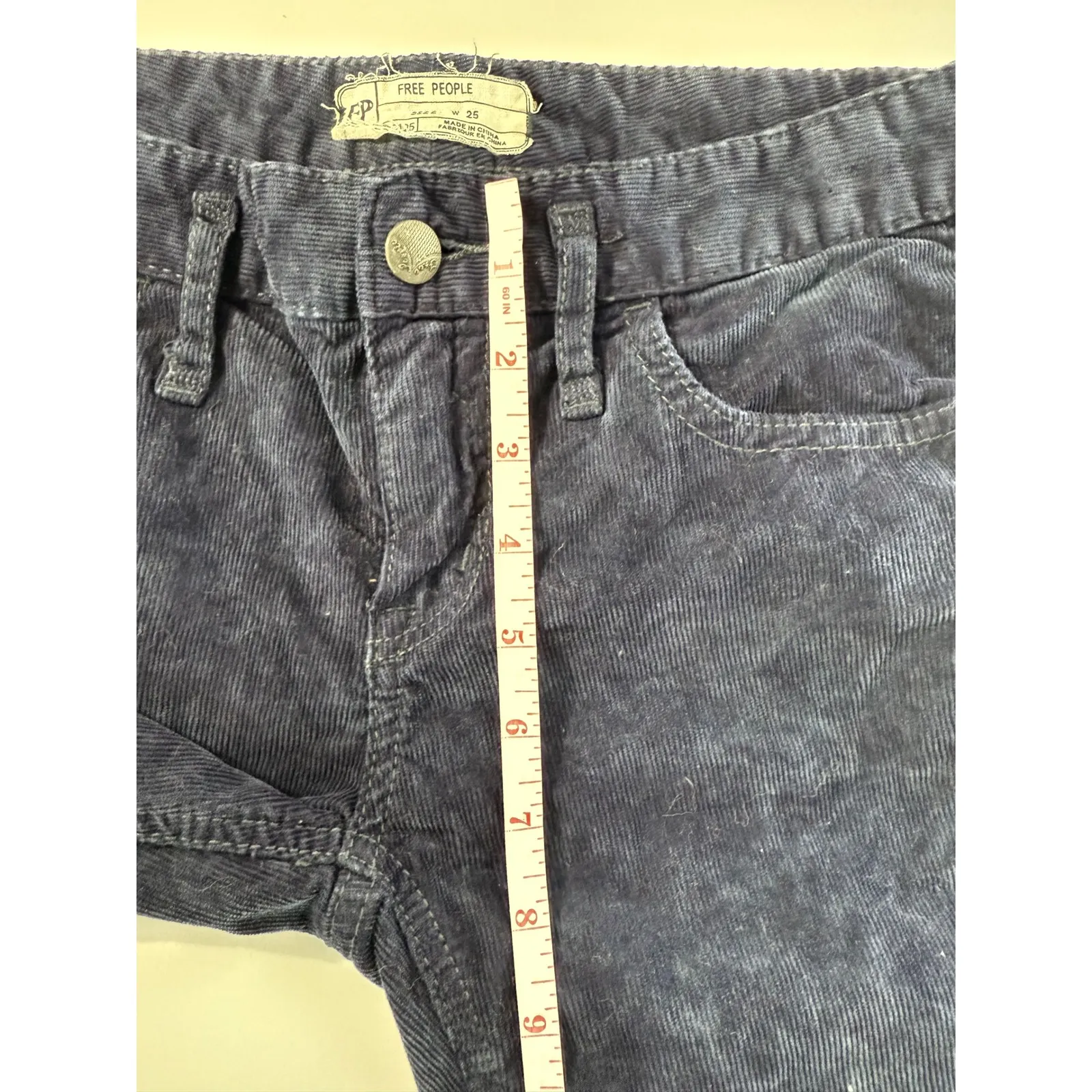 Free‎ People Navy Blue Corduroy Skinny Jeans Women's Size 25 - Image 9