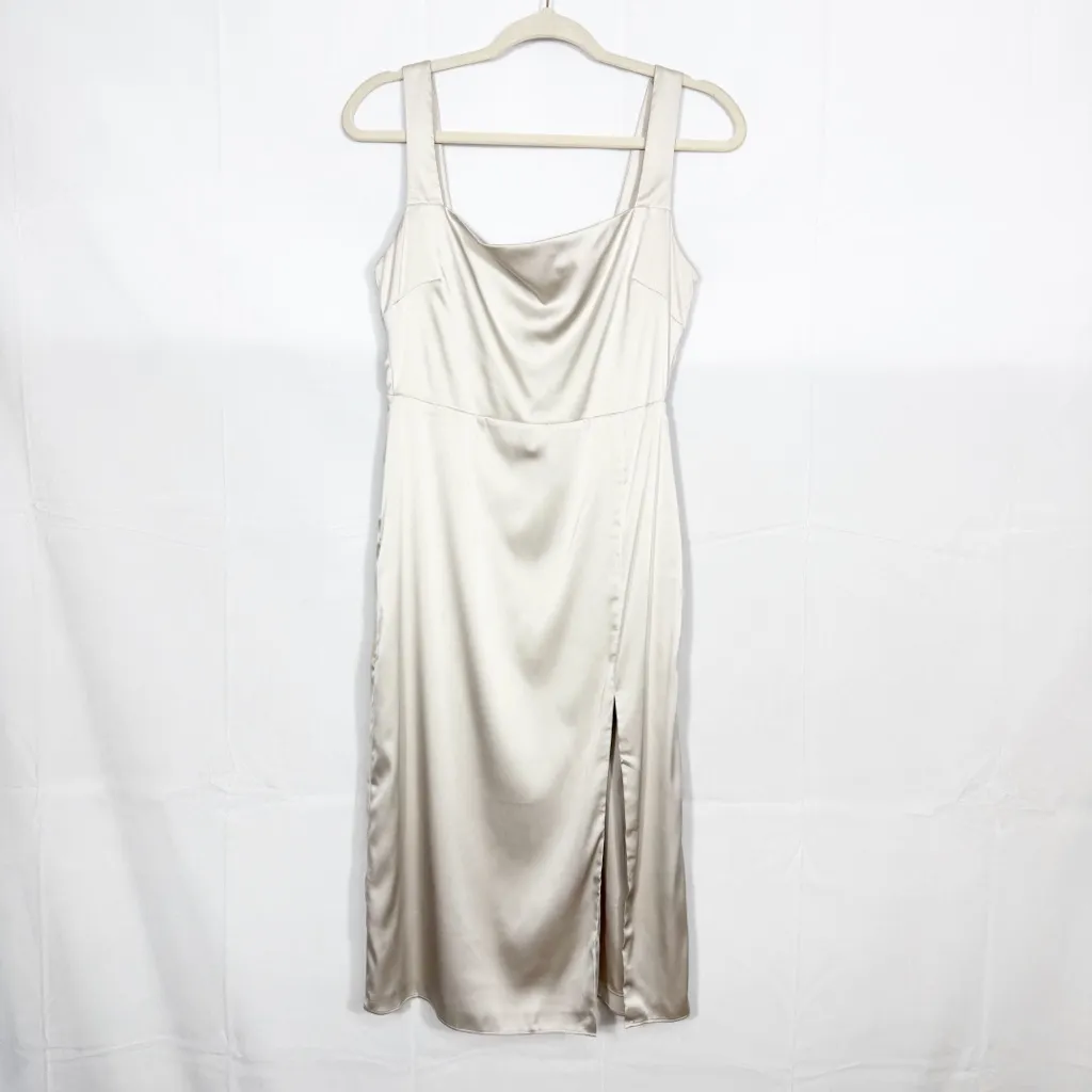 Aritzia x Babaton 90’s Satin Square Neck Slit Midi Dress Pearl - Image 3