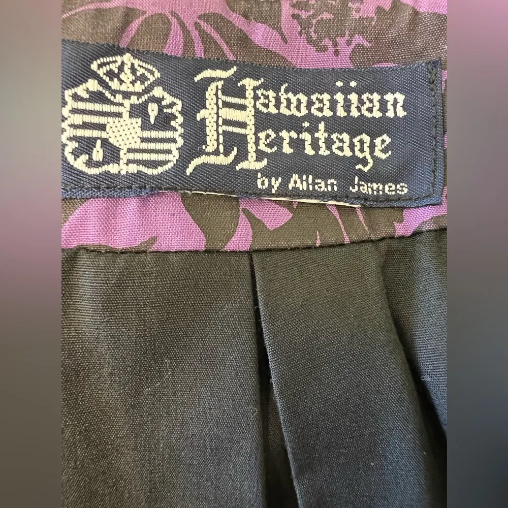 Hawaiian Heritage By Allan James Vintage Aloha Blazer Size XS Purple Black - Image 6