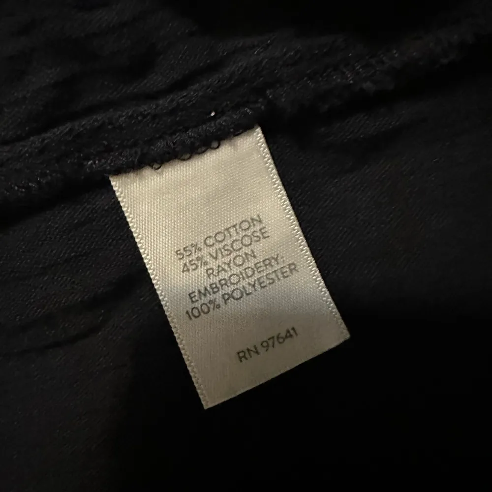 J. Jill  Women's Cotton Gauzy Navy Floral Embroidered Peasant Blouse Size S - Image 5