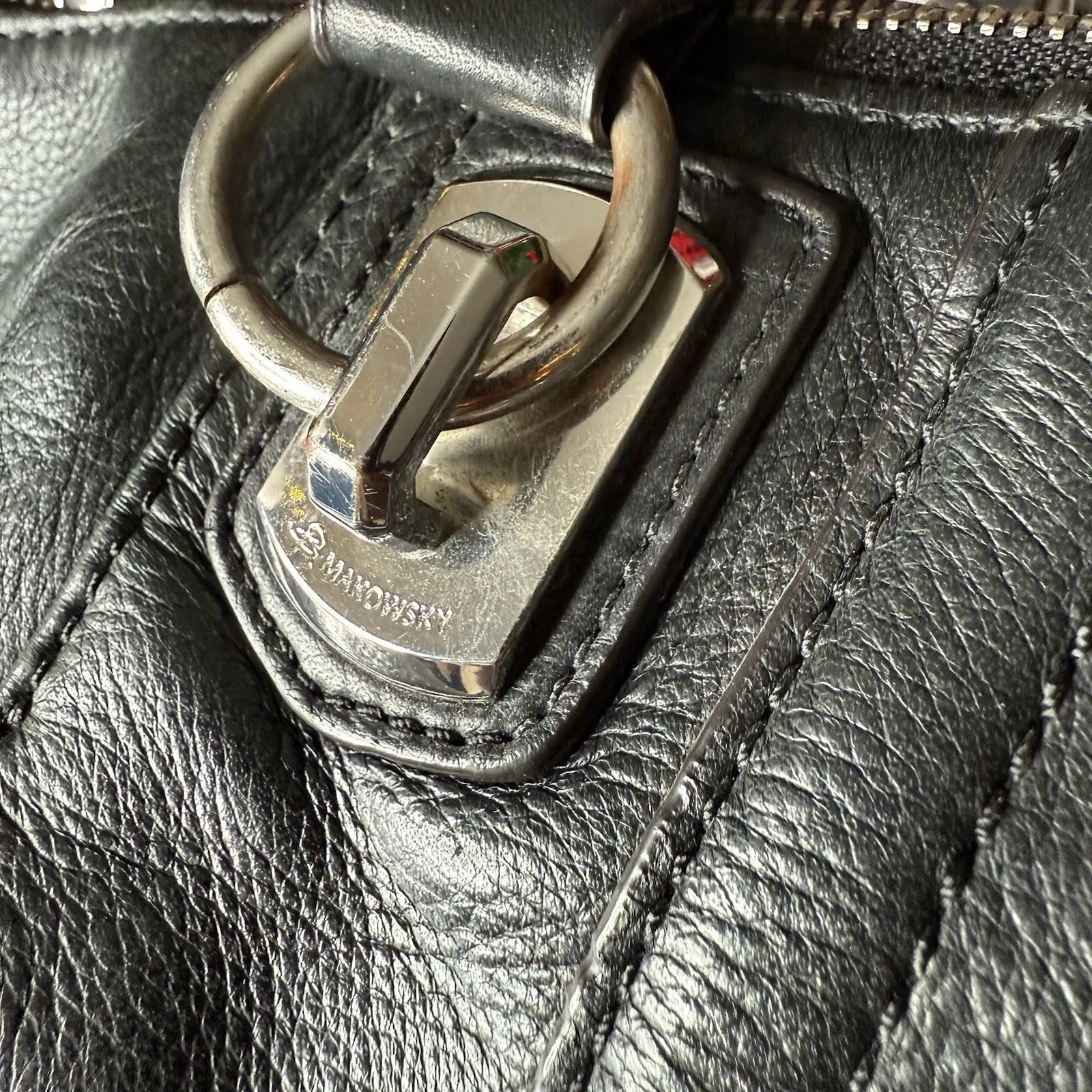 B Makowsky Black Luxurious Leather Shoulder Hobo Bag Purse Satchel Handbag $299 - Image 9