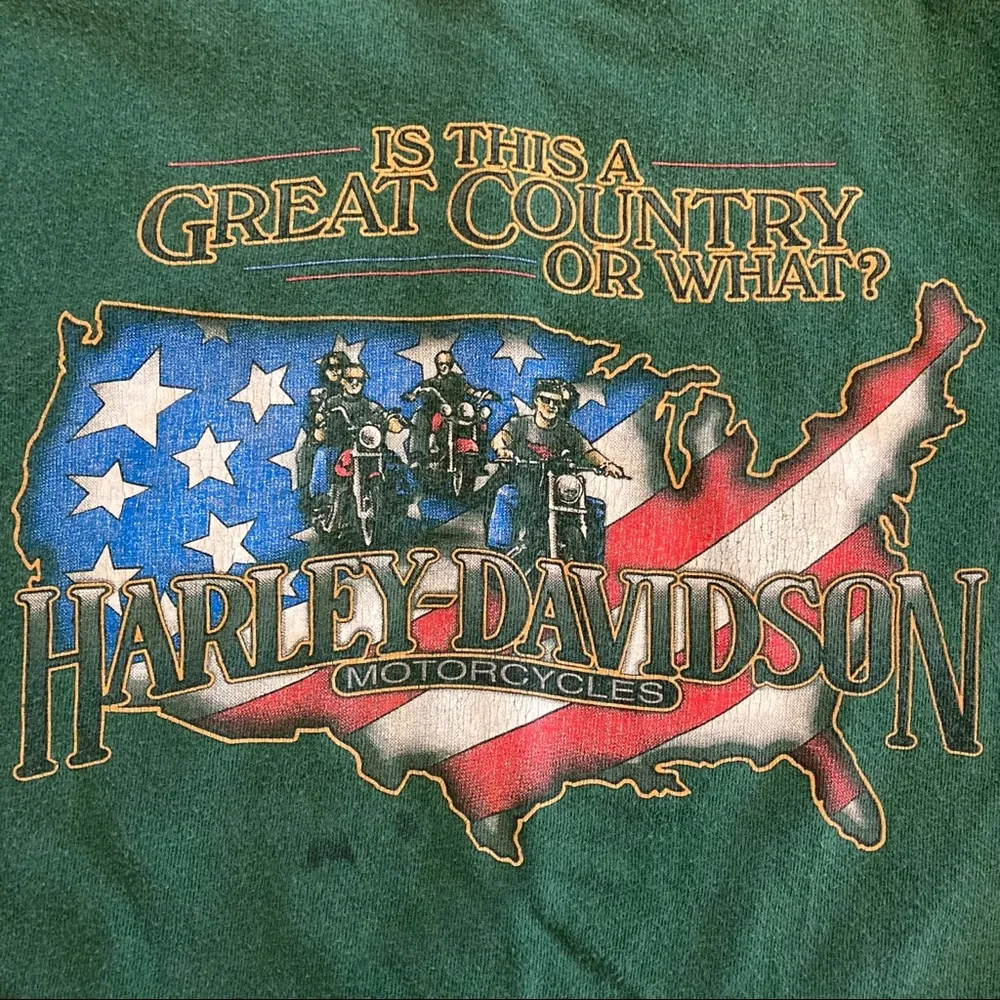 Harley Davidson 80s  Motorcycles Shirt Green Small - Image 5