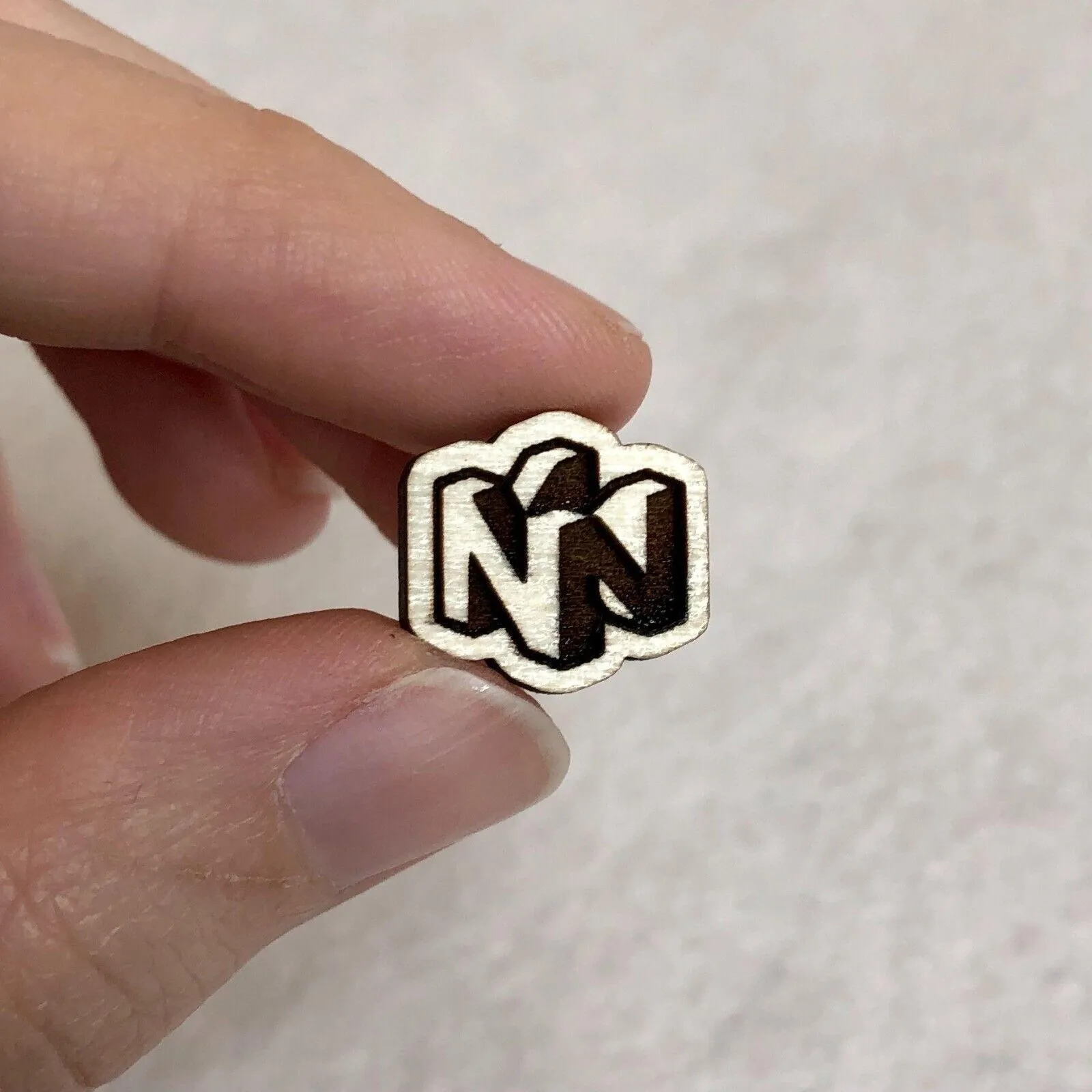 Nintendo 64 Logo Wood Stud Earrings - Image 2