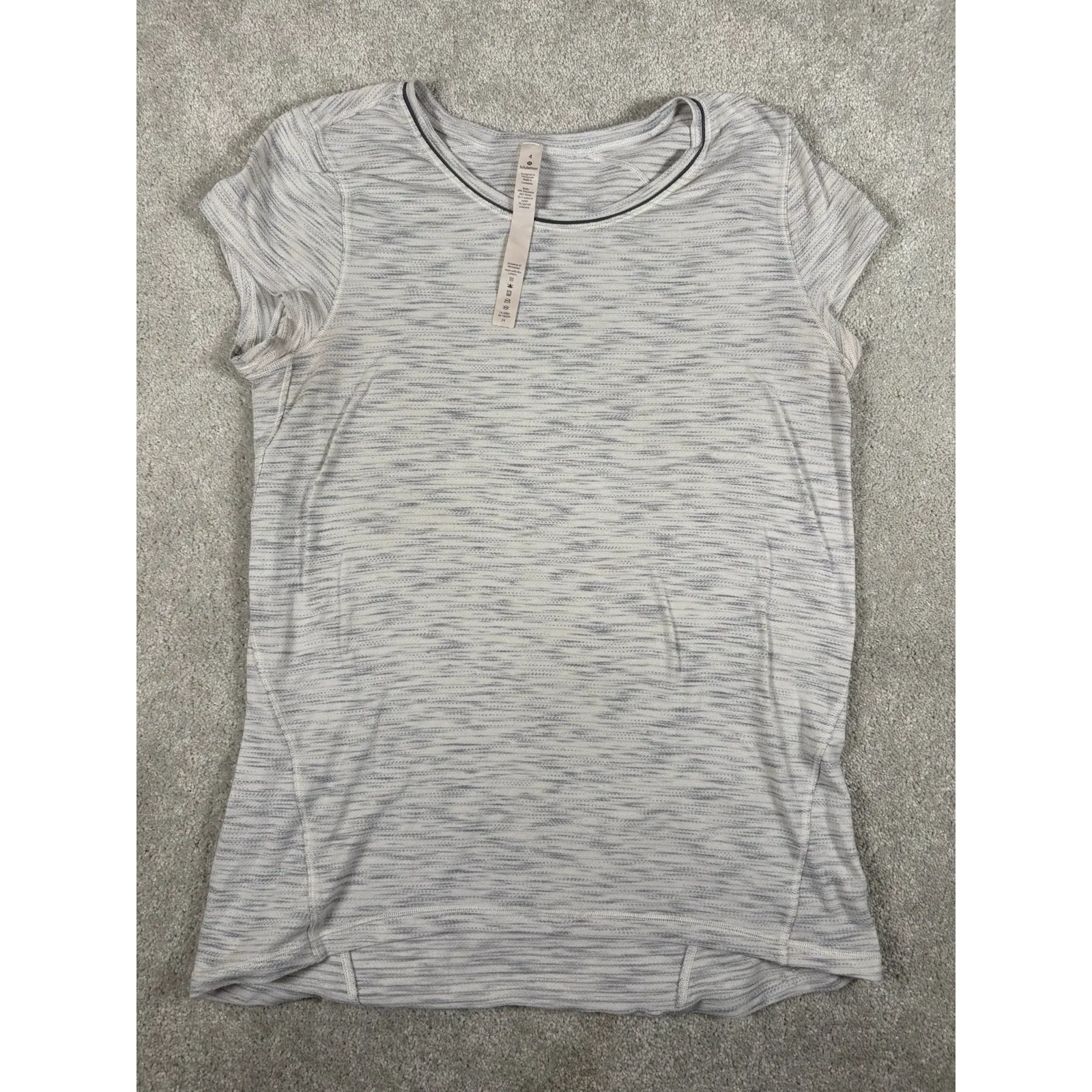 Lululemon Another Mile Short Sleeve T-Shirt Relaxed Fit Space Dye Gray Sz 4 Soft - Image 3