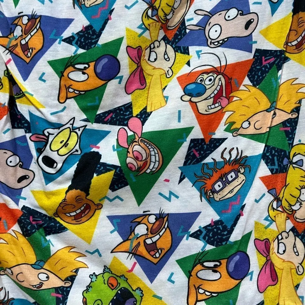 Vintage Nickelodeon T-Shirt Men's Inspired TV Shows All-Over Print Graphic S - Image 3