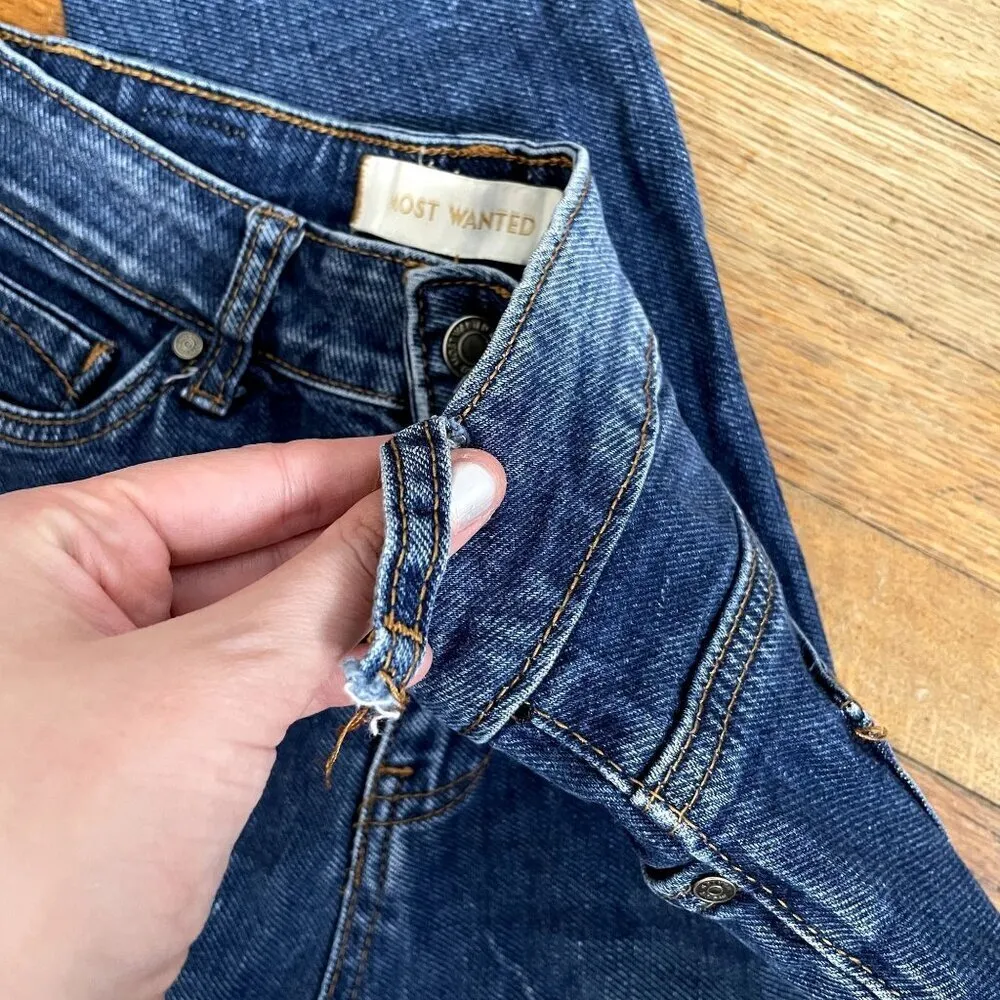 Most Wanted dark wash denim jeans cotton spandex high rise women size 3 Blue - Image 4
