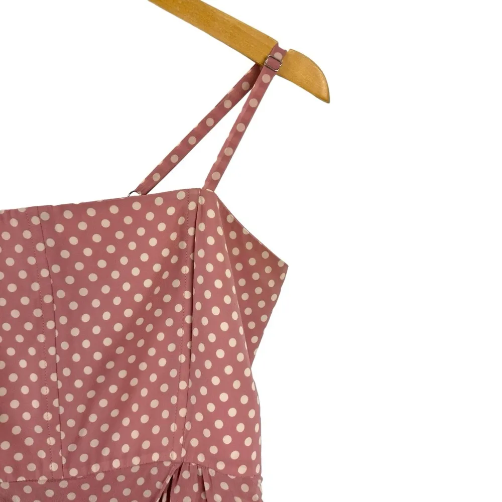 Alice + Olivia Polka Dot Tiered Chiffon Silk Dress Dusty Pink Barbiecore Sz 8 - Image 3