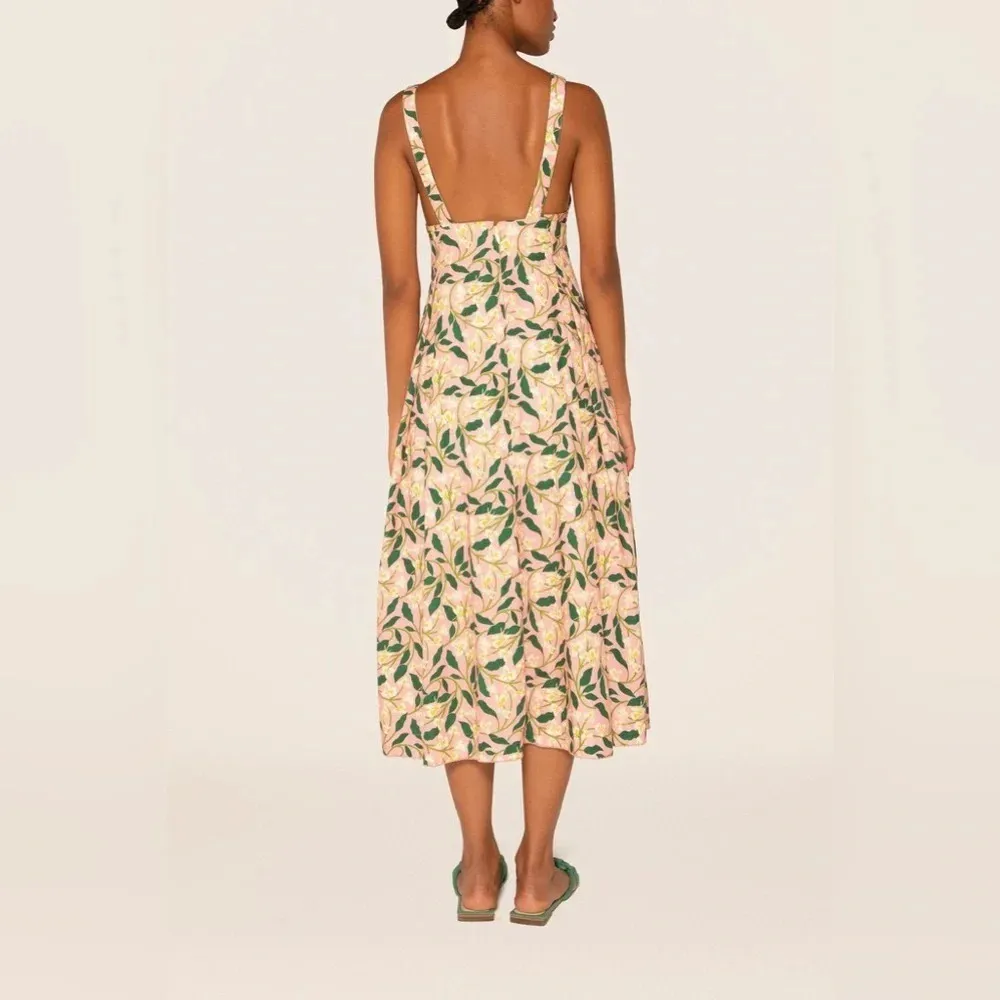 AGUA BY AGUA BENDITA Pink Hortencia Dos Gardenias Rosa Midi Dress Sleeveless Size M - Image 2