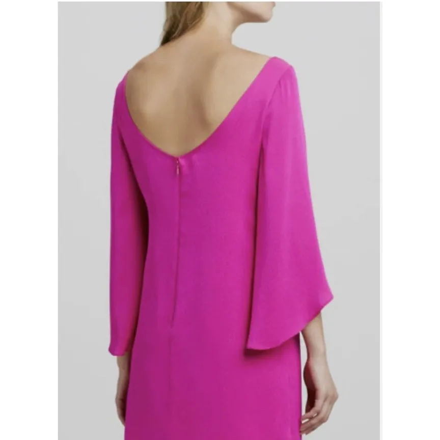 Milly‎ Women's Mini Dress Size 6 Pink Flutter Sleeve Cocktail Party Silk Blend - Image 2