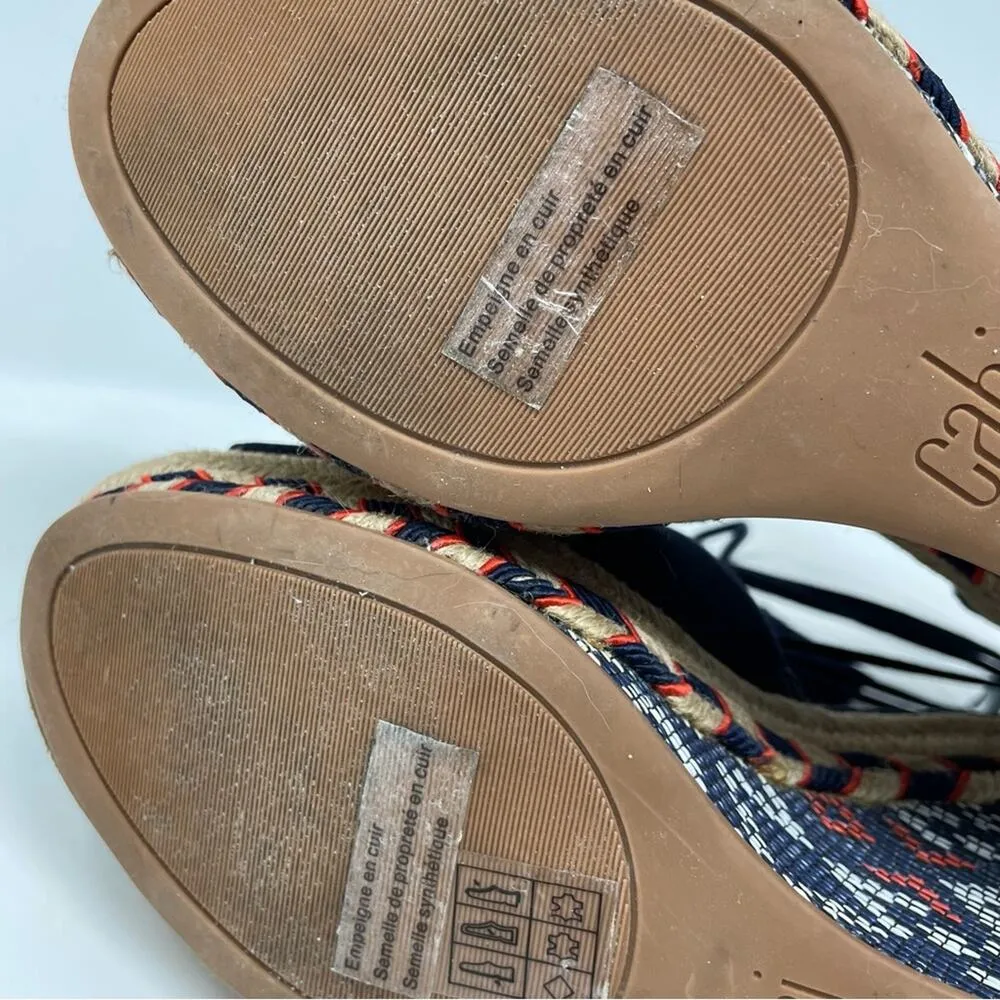 Cabi Isla Blue Suede Ankle Wrap Wedge Sandals Espadrille Southwestern Shoes 8 - Image 11