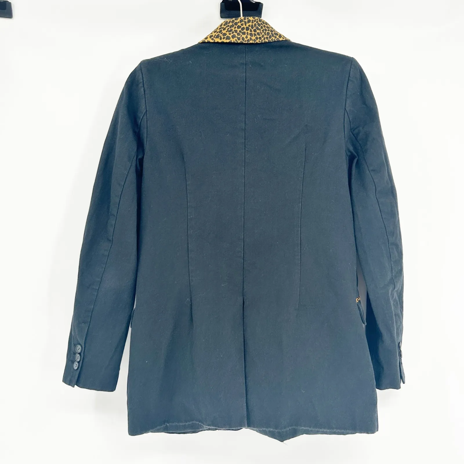 CURRENT/ELLIOTT Womens Leopard Trim Cotton Wool Blend Tailored Calla Blazer - Image 9