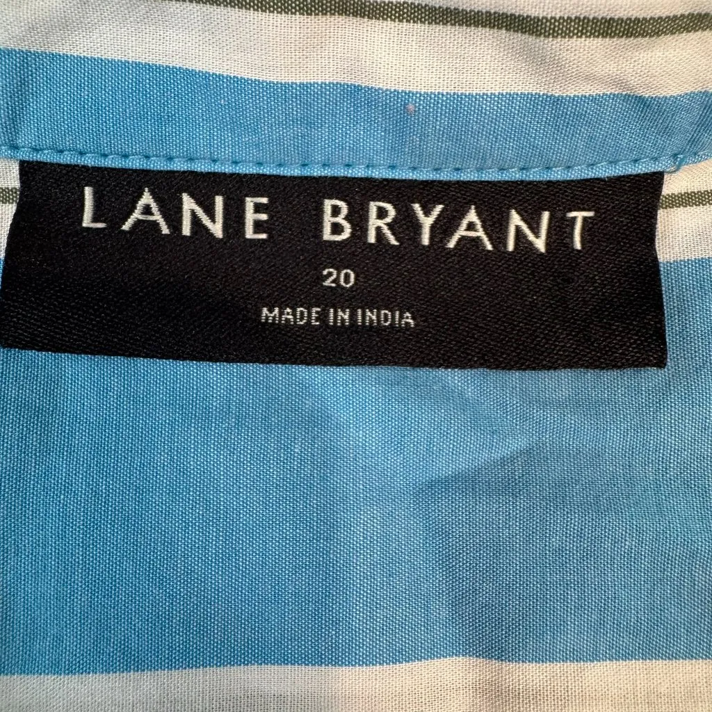 Lane Bryant Blue Stripe Lightweight Short Sleeve Button Down B19 - Image 2