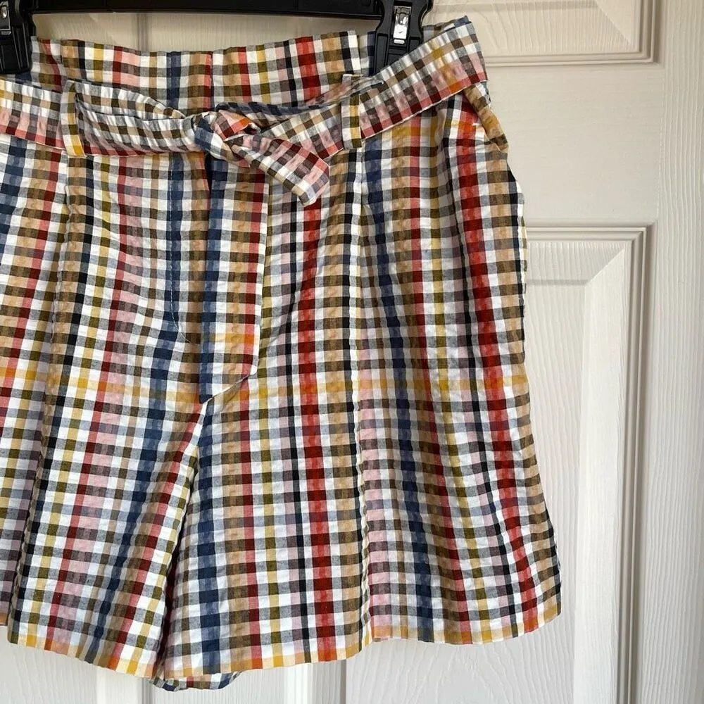 NWT LOFT Gingham Plaid Paperbag Shorts - Medium - Image 4