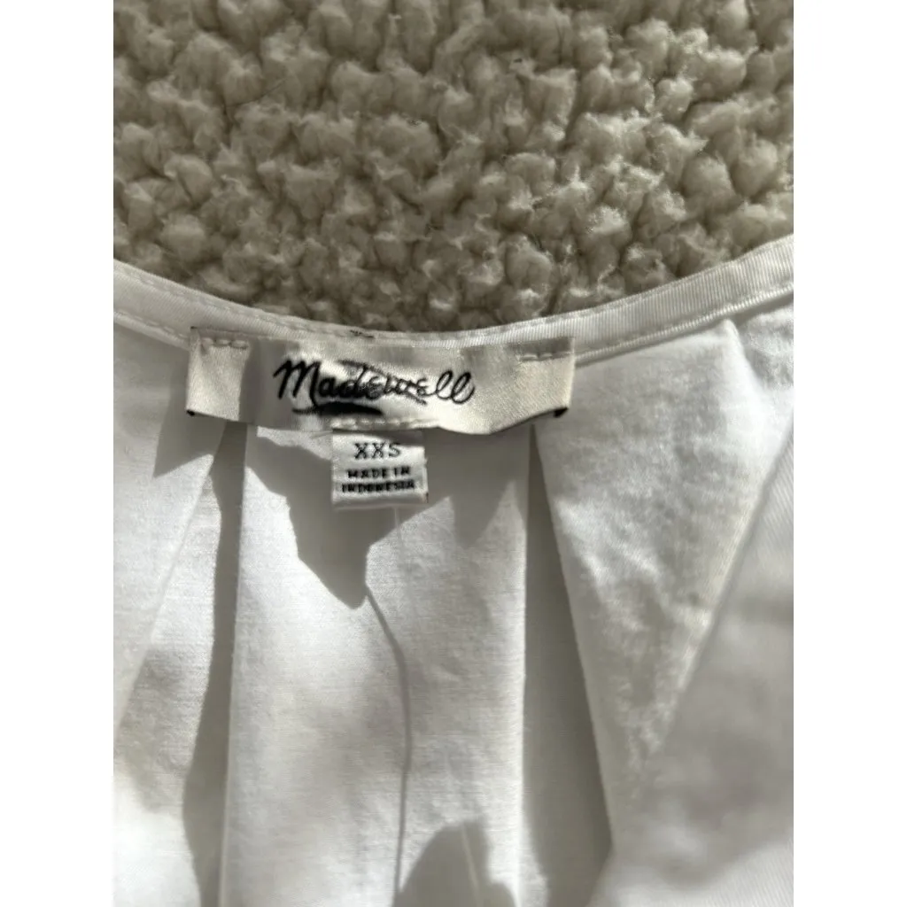 Madewell $98 Womens Short Sleeve Poplin Lace Up Top in White Size XXS #NW070 - Image 8