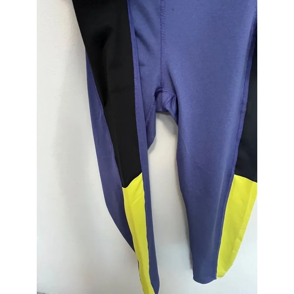 NWT Alive magnetics purple Black neon colorblock stretchy Athletic Leggings M Size M - Image 4