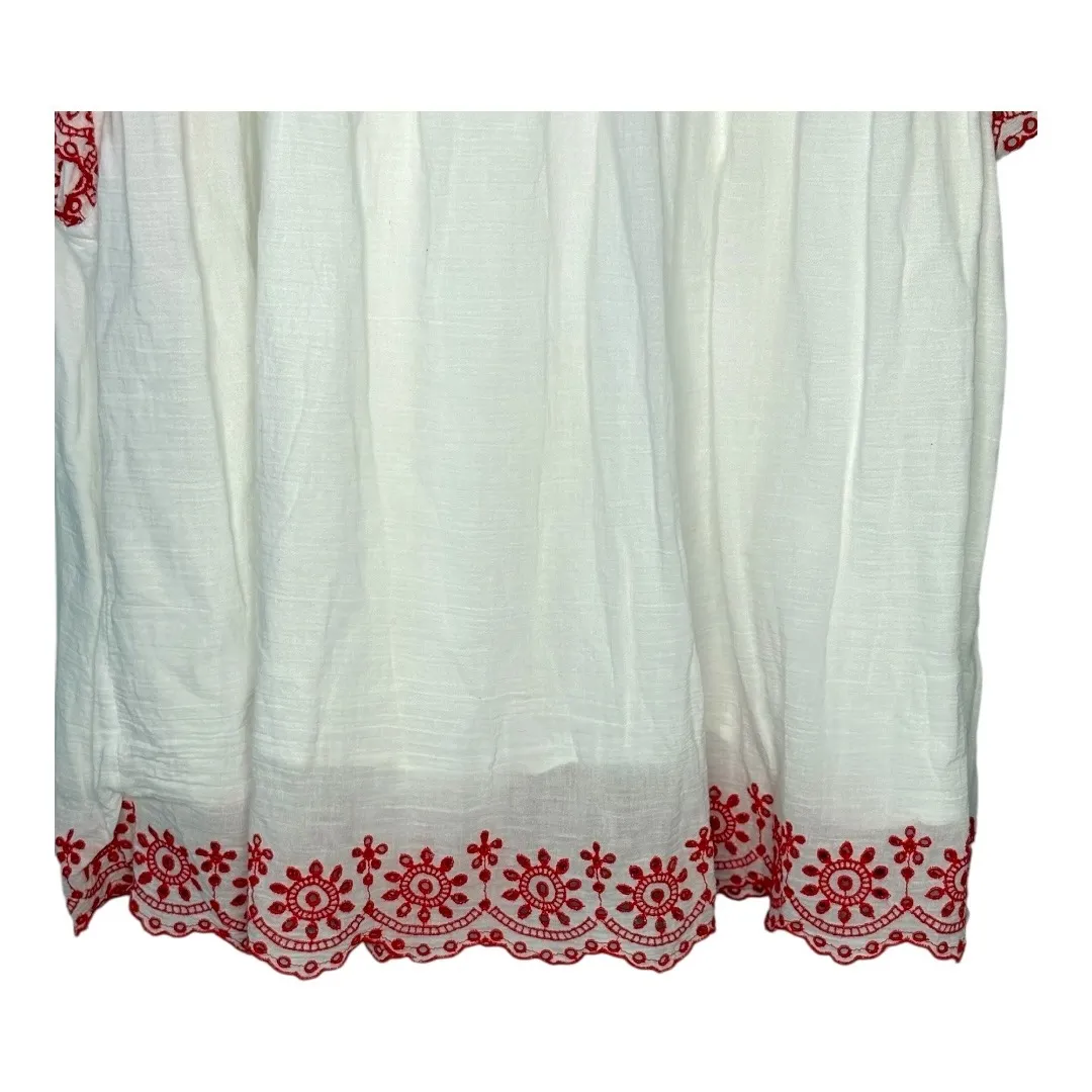 Crown‎ & Ivy Eyelet Top Smocked Ruffle White Red Cotton Women Plus Size 3X - Image 4