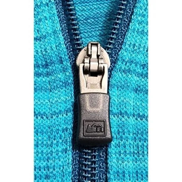 REI Women's Turquoise Hooded Athletic Pullover Quarter-Zip Jacket XS - Image 6