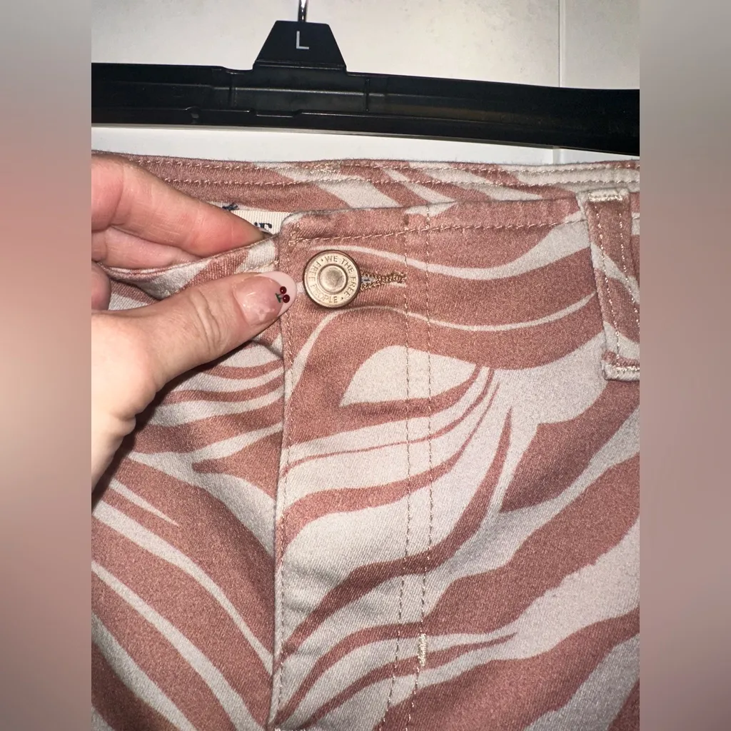 FREE PEOPLE We The Free Level Up Slit Slim Flare Printed Jeans In Marble Zebra - Image 8