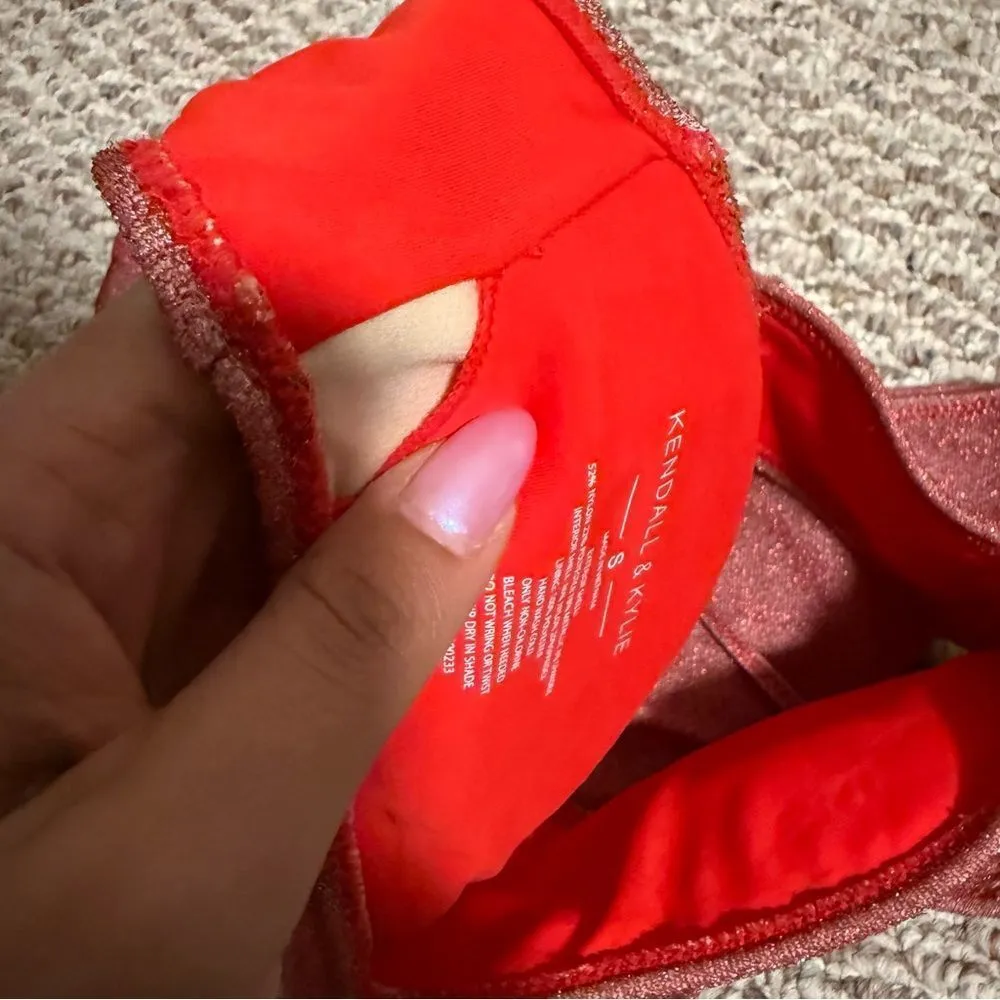 Kendall & Kylie Red Shimmer Bandeau Bikini- Size Small - Image 9