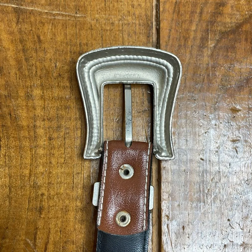 Western Vegan Leather Brown and Silver belt small - Image 2