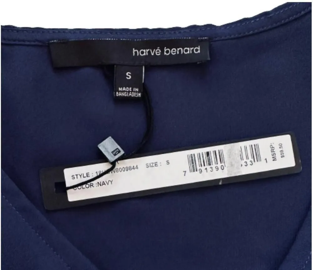 Harve Benard Blouse Navy Scoop V-Neck Keyhole Sleeveless Top Blouse Small NEW - Image 2