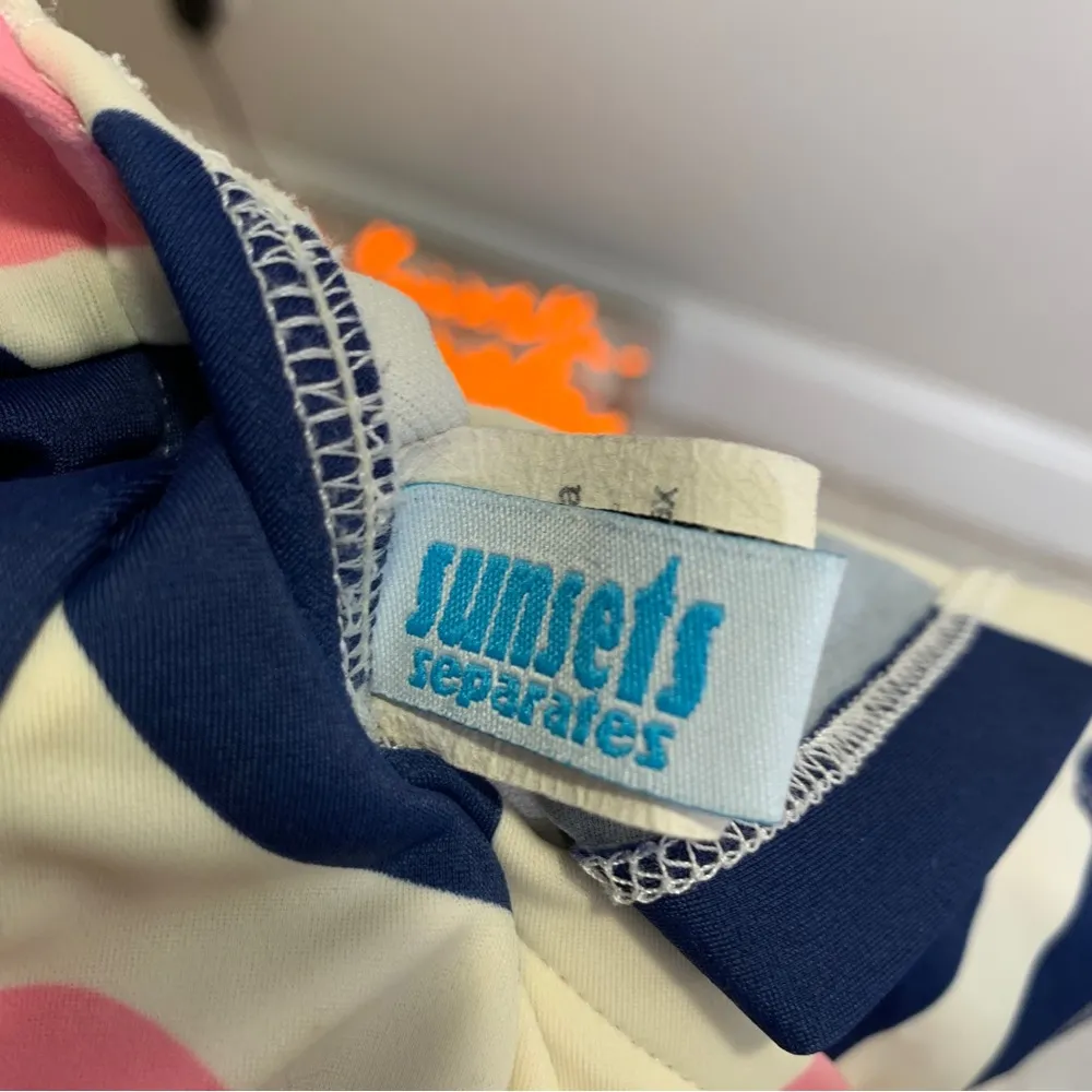 Sunset Separates Polka Dot Tankini Swimwear Size Medium Blue - Image 8