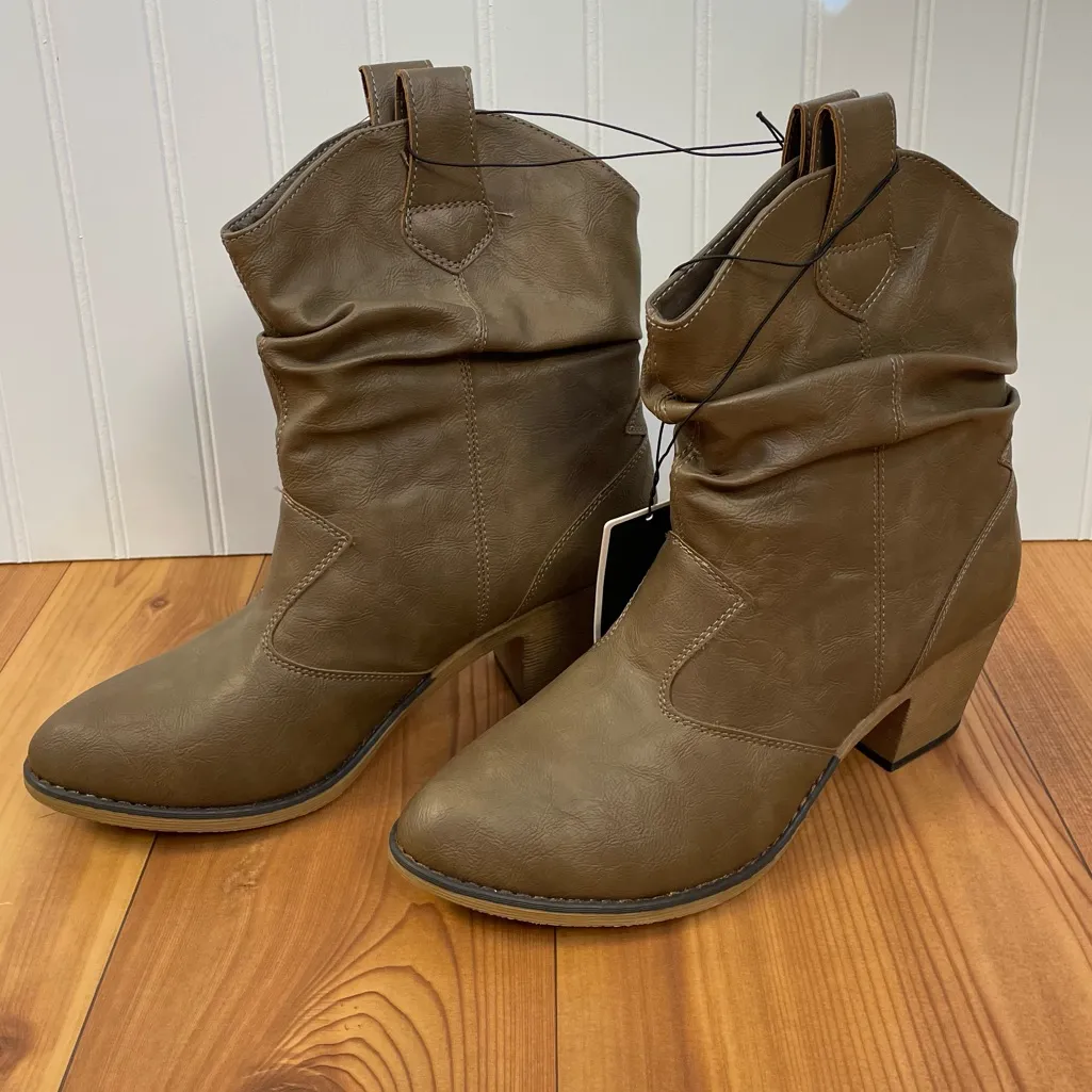 Charles Albert Pull On Brown Mocha Slouch Ankle Cowgirl Cowboy Boots New size 11 - Image 1