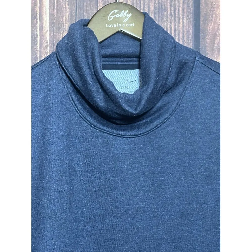 Nike Dri Fit Sweatshirt Women Small Blue Turtle Neck Sweater Gym Top Navy - Image 4