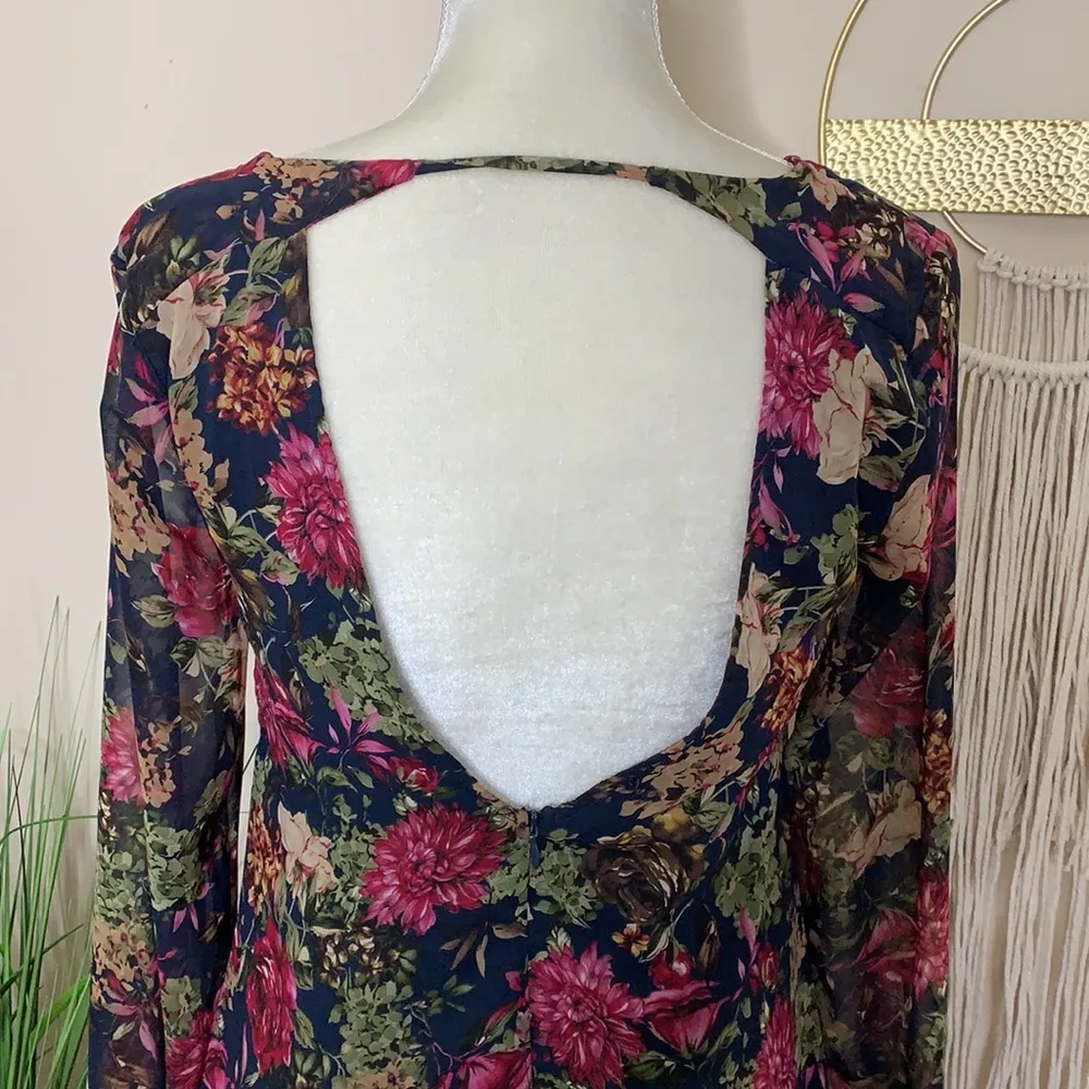 astr • floral long sleeve mini dress open back - Image 8