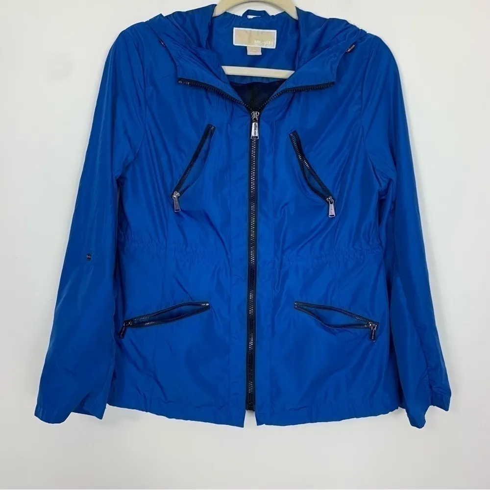 Michael Kors Royal Blue Windbreaker Jacket Size Medium Petite - Image 8