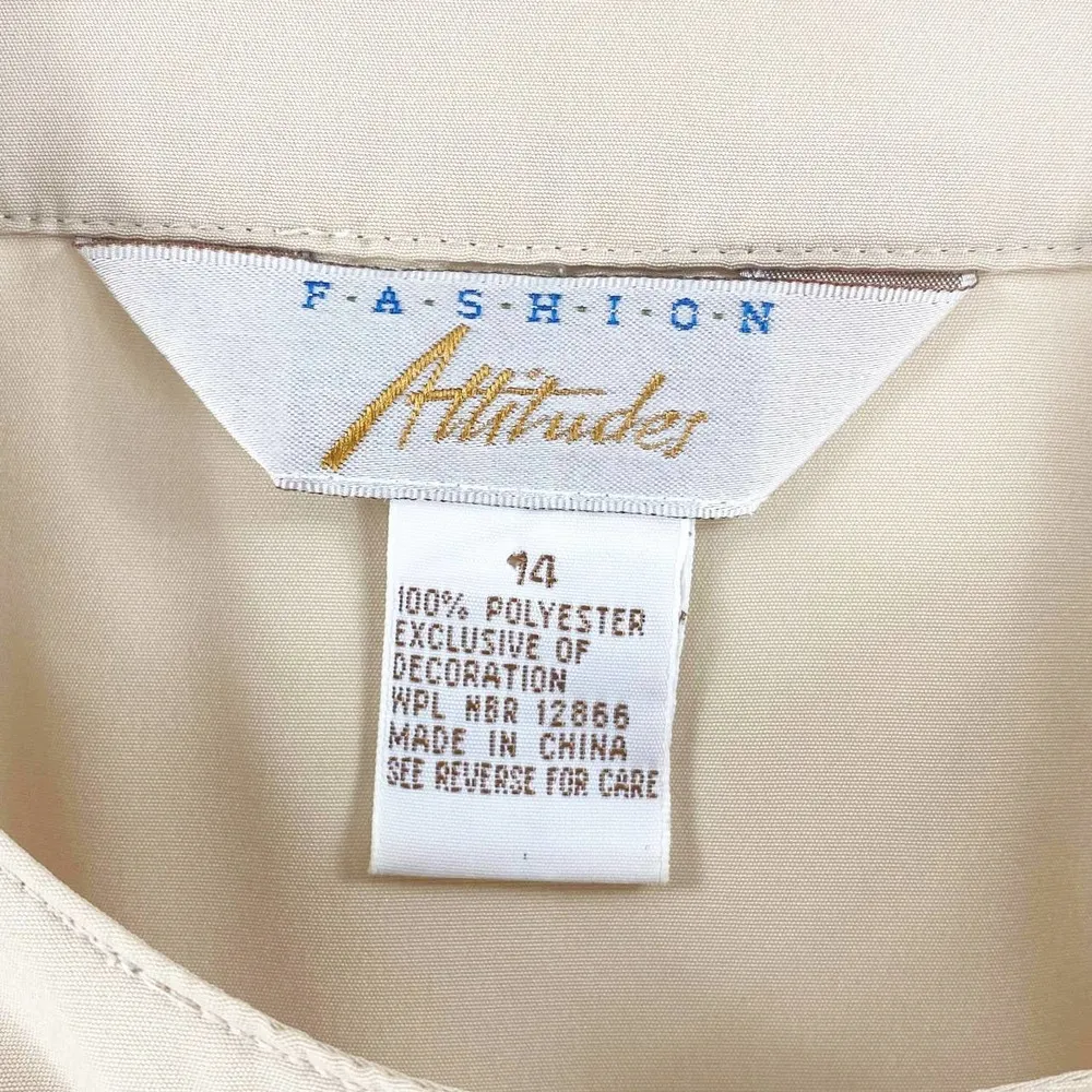 ATTITUDES 90s Y2K Vintage Nude Round Neck Button Down Shirt Size 14 - Image 4