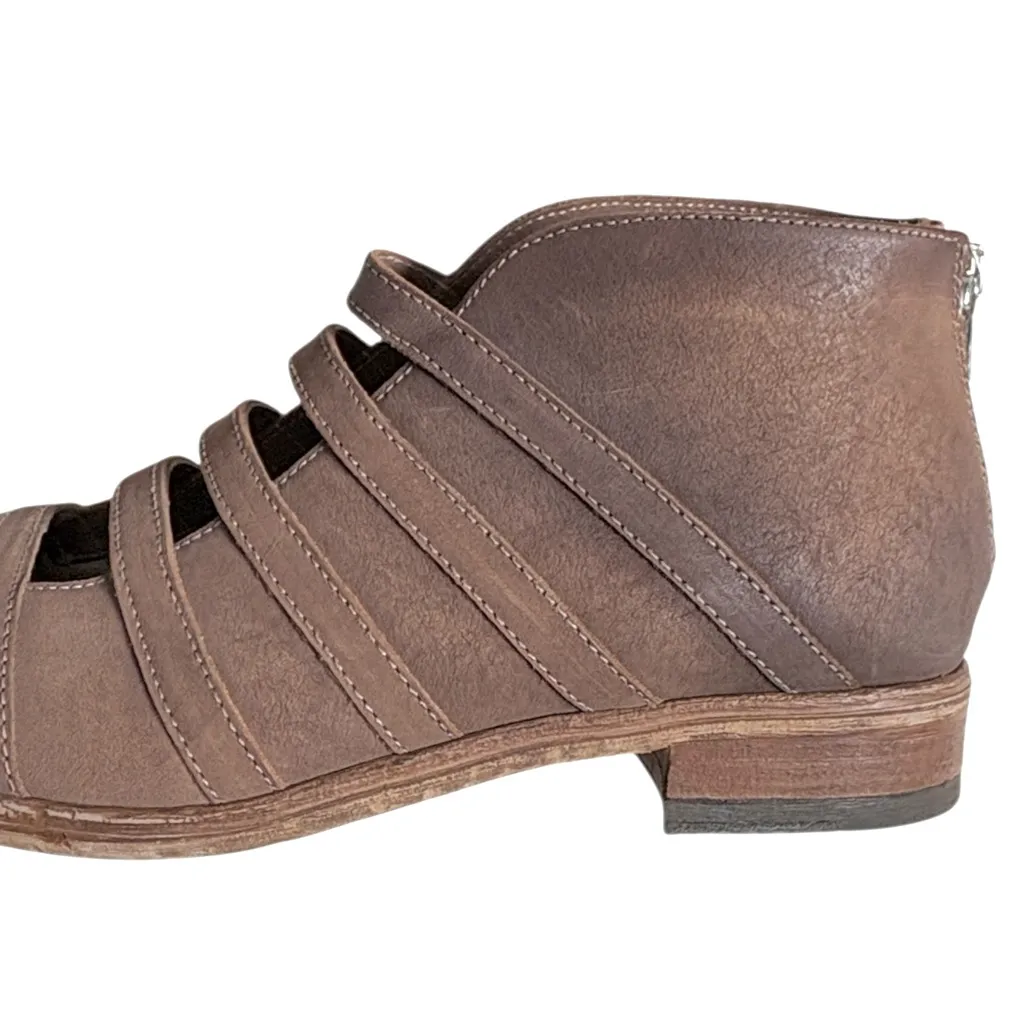 Free People Leather Emma Cut-Out Booties Tan Size 9 - Image 4