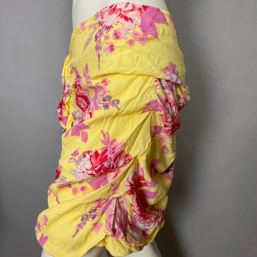 Mango MNG Skirt Romance Yellow Floral Ruffle Frill Mini Flirty Feminine Romantic - Image 15