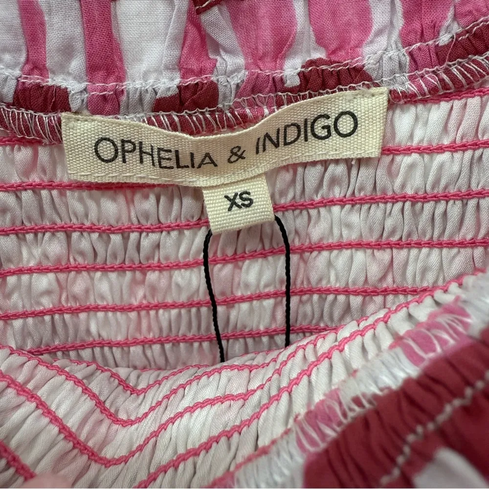 NWT Ophelia & Indigo Delilah Dress XS Red Pink Zigzag Stripe Cotton Resort Smock - Image 8