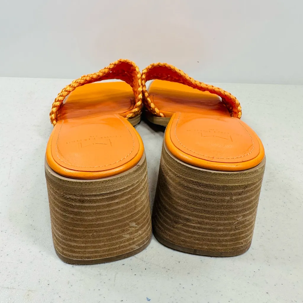 Marc Fisher Jaxxon Square Toe Heeled Sandals Size 9.5 Orange Woven Strap - Image 5