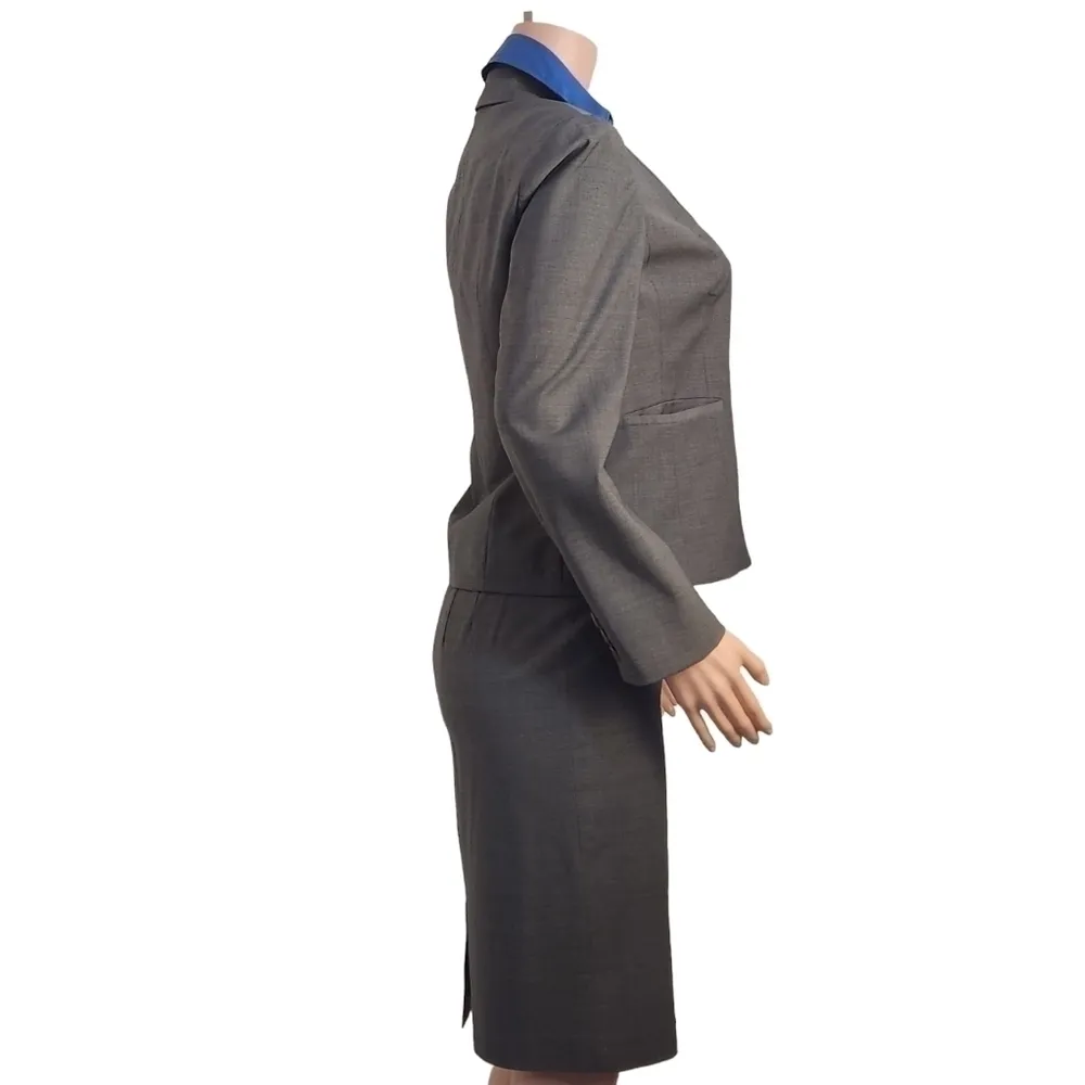 TALBOTS Wool Blend Stretch Skirt 2 Piece Work Suit Hidden Buttons Size: 4 - Image 4