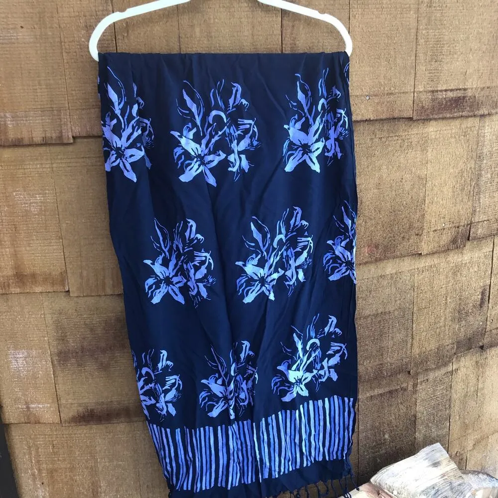 Floral Blue Mexican Sarong Fringed Skirt Women’s Size One Size Size M - Image 7