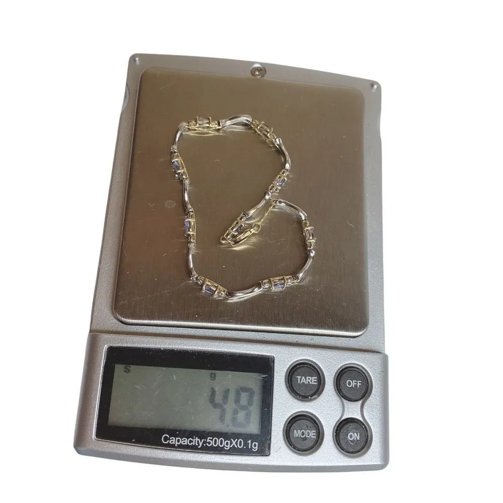 14K Two Tone Tanzanite Wave Link Bracelet - Image 10