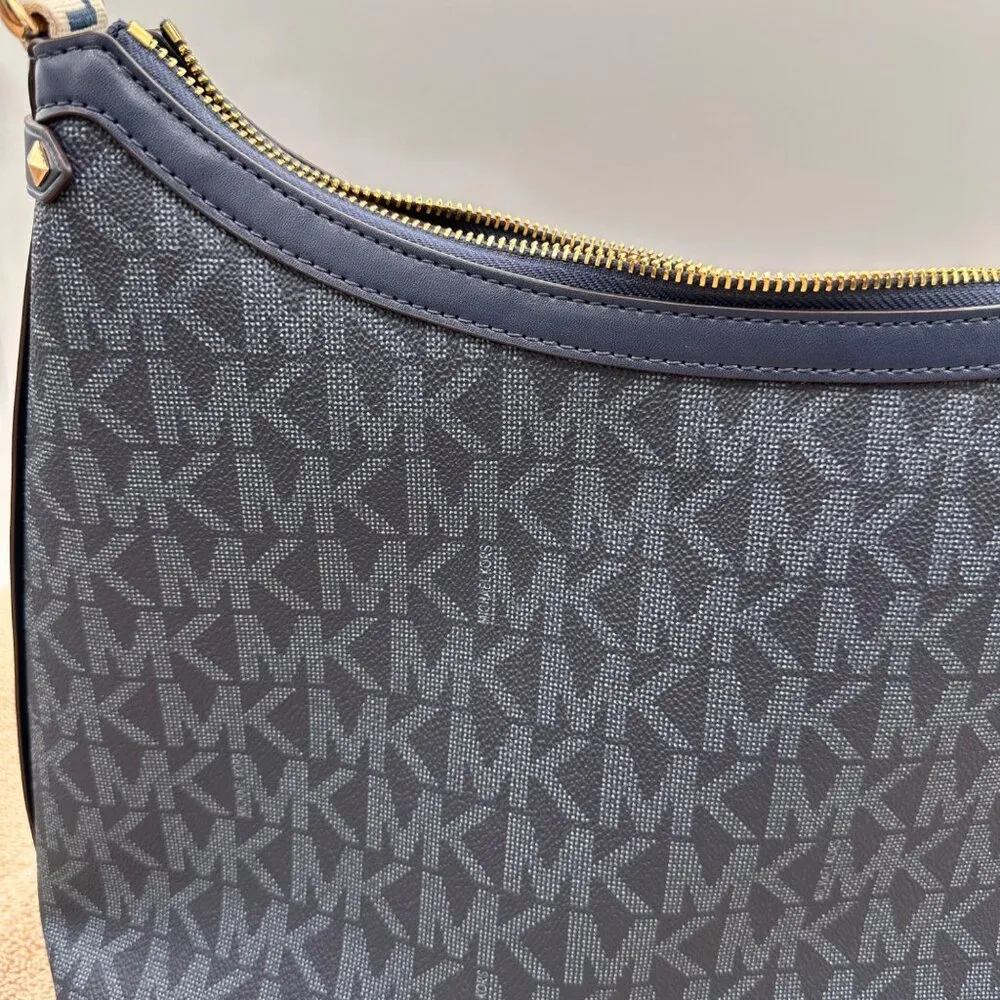 Michael Kors Jet Set Large Tote Bag Navy Blue MK Logo Shoulder Purse NWT - Image 8