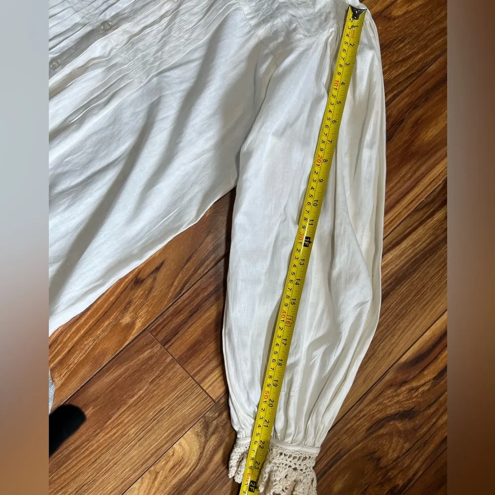 St. Tropez White Cotton Blouse Size M - Image 5