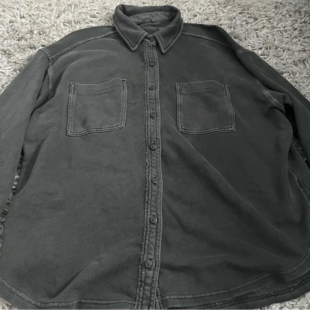 Aerie oversized dark grey button down long sleeve size xs - Image 7