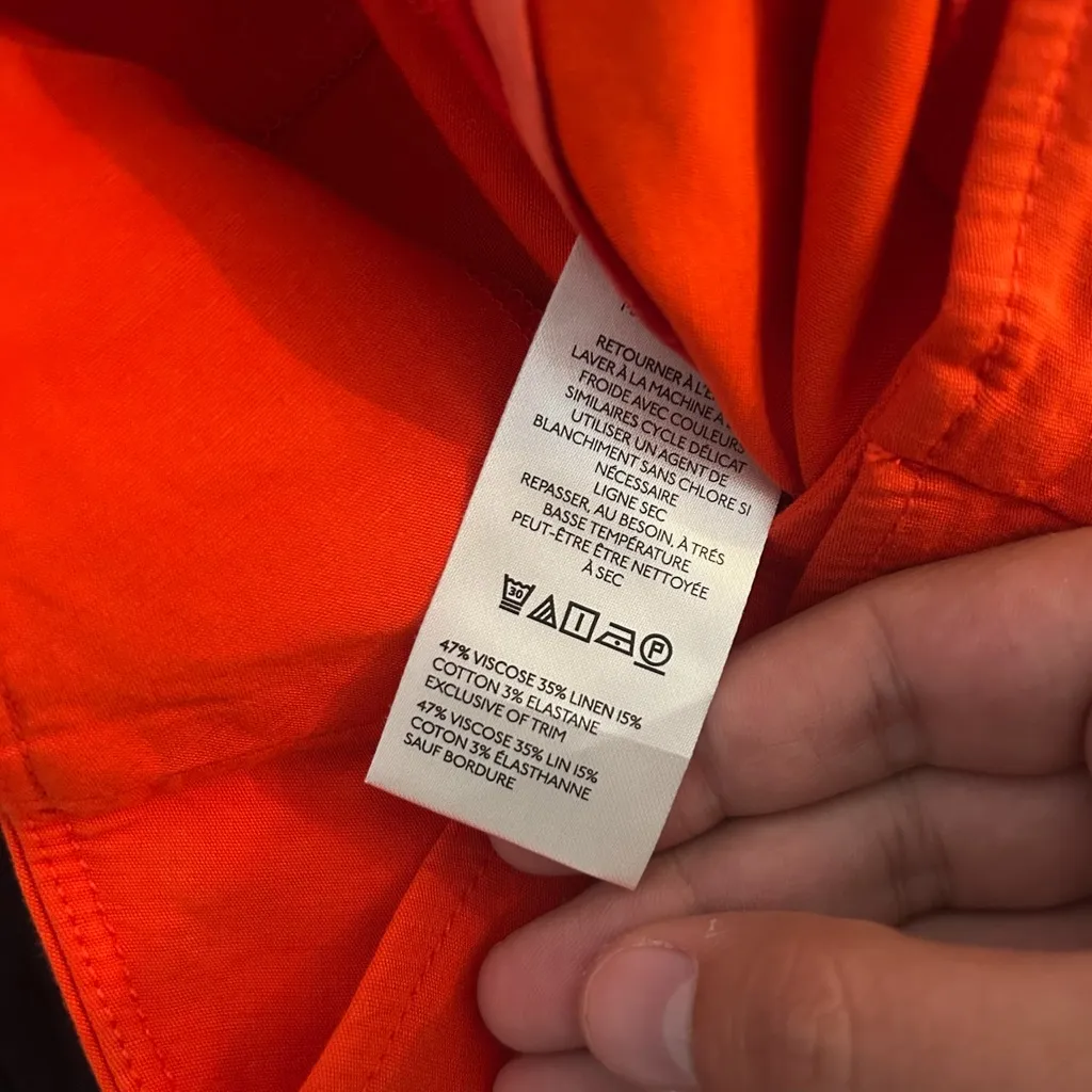 Maeve By Anthropologie Women’s Orange Cropped Linen Stretchy Pull-On Pants Sz 0 - Image 6