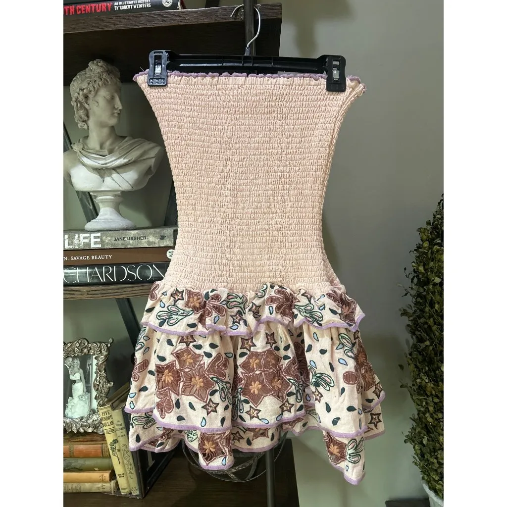 BTB Los Angeles Jessa Embroidered Strapless Mini Dress Pink Womens Size XS - Image 2