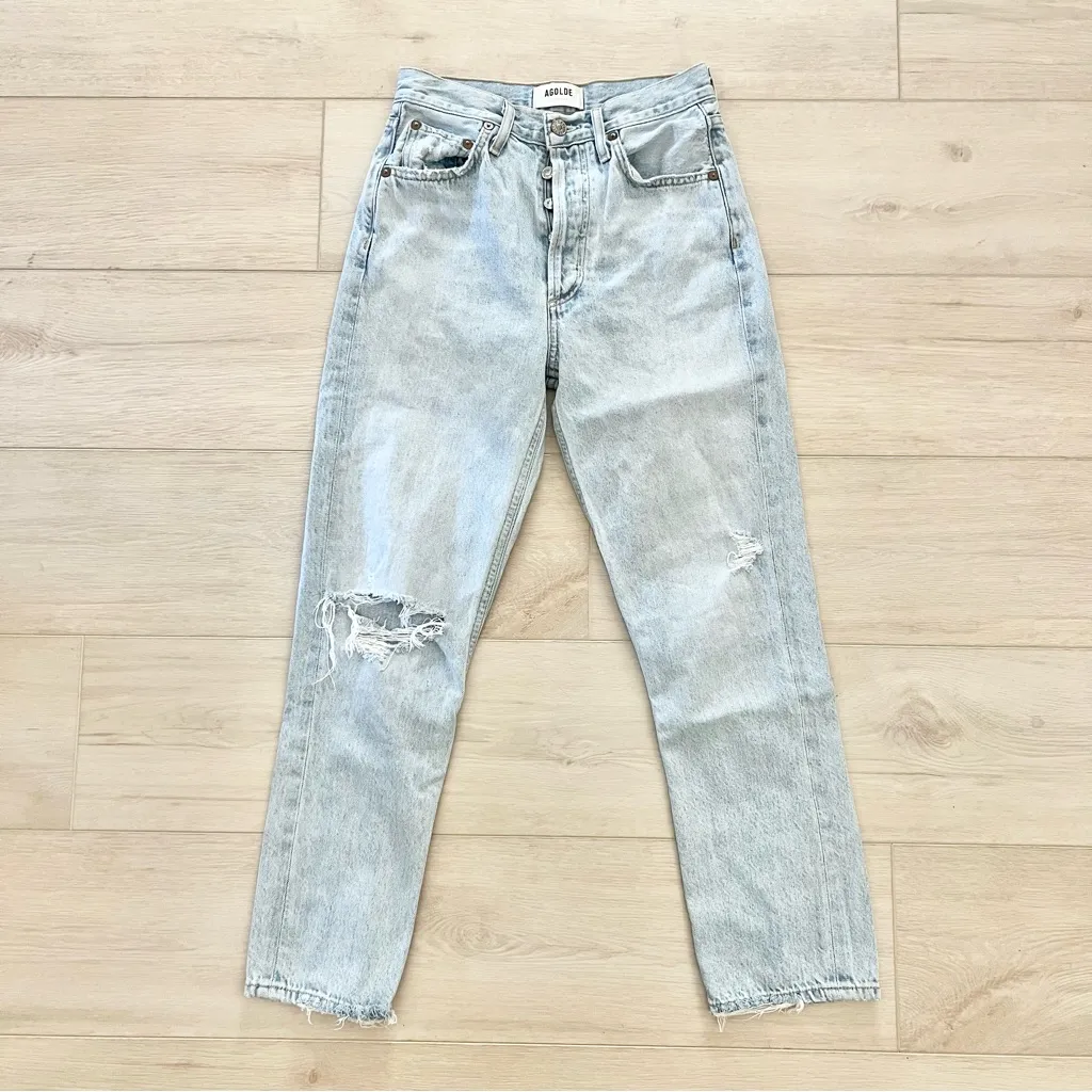 AGOLDE Riley Crop Jeans Size 24 | Distressed High Waisted Button Fly Jeans - Image 2